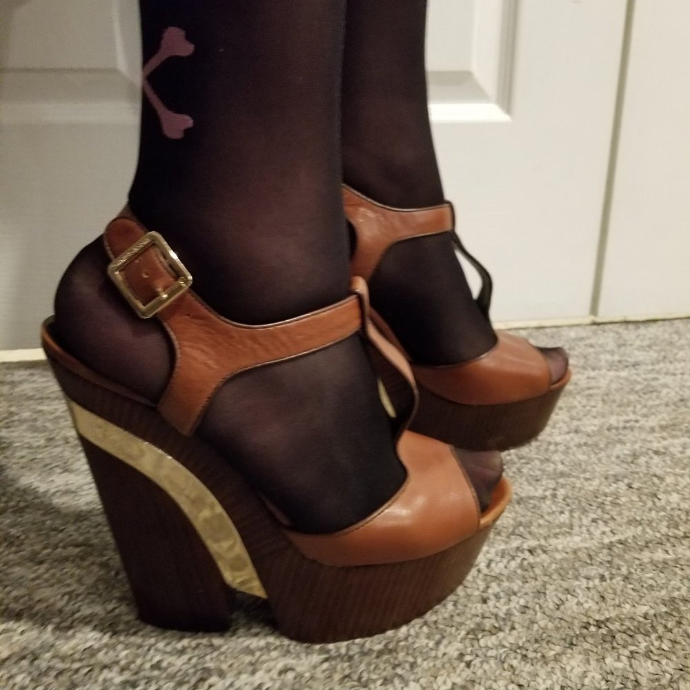 High quality very high heel wedge sandals